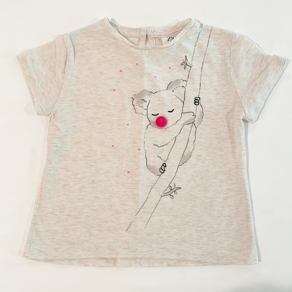 Zara‎ 9-12m koala pompom top